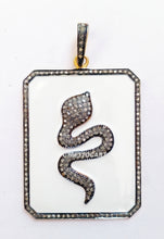 Load image into Gallery viewer, Personalized Gift Pave Diamond Square Snake Enamel Charm Pendant - CraftToCart
