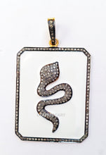 Load image into Gallery viewer, Personalized Gift Pave Diamond Square Snake Enamel Charm Pendant - CraftToCart
