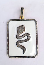 Load image into Gallery viewer, Personalized Gift Pave Diamond Square Snake Enamel Charm Pendant - CraftToCart
