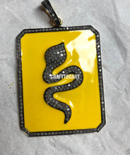 Load image into Gallery viewer, Personalized Gift Pave Diamond Square Snake Enamel Charm Pendant - CraftToCart
