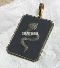 Load image into Gallery viewer, Personalized Gift Pave Diamond Square Snake Enamel Charm Pendant - CraftToCart
