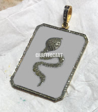 Load image into Gallery viewer, Personalized Gift Pave Diamond Square Snake Enamel Charm Pendant - CraftToCart
