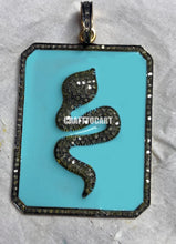 Load image into Gallery viewer, Personalized Gift Pave Diamond Square Snake Enamel Charm Pendant - CraftToCart
