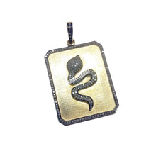 Load image into Gallery viewer, Personalized Gift Pave Diamond Square Snake Enamel Charm Pendant - CraftToCart
