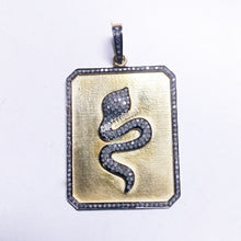 Load image into Gallery viewer, Personalized Gift Pave Diamond Square Snake Enamel Charm Pendant - CraftToCart
