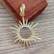 Load image into Gallery viewer, Pave Diamond Sun Charm Pendant, Pave Diamond Jewelry - CraftToCart
