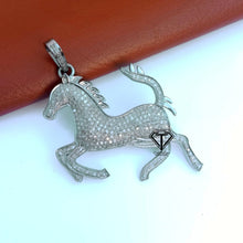 Load image into Gallery viewer, Pave Diamond Running Horse Charm Pendant, Handmade Diamond Jewelry - CraftToCart
