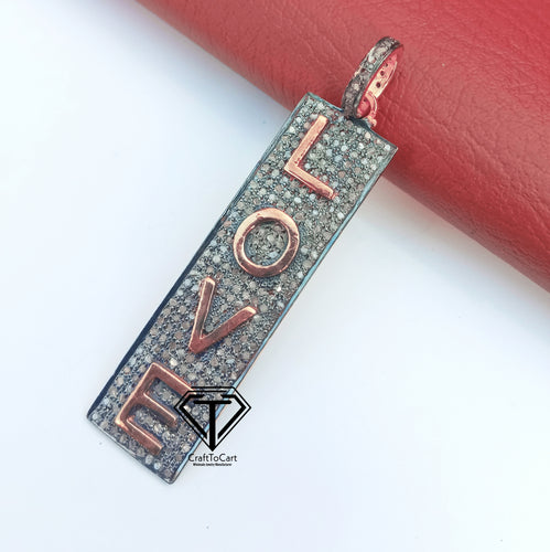 Love Diamond Initial Pendant, Pave Diamond Pendant, Gift Jewelry - CraftToCart