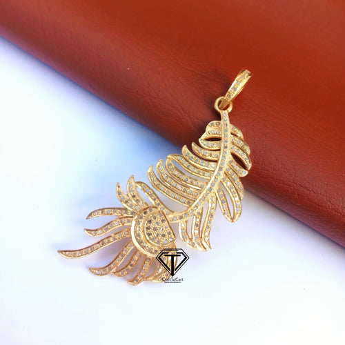 Pave Diamond Feather Pendant, Diamond Wings Pendant, Diamond Jewelry - CraftToCart