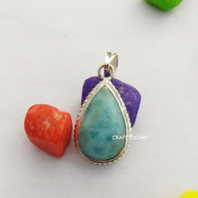 Load image into Gallery viewer, Larimar Pendant, 925 Sterling Silver, Larimar 36x16mm Pear Gemstone Pendant - CraftToCart
