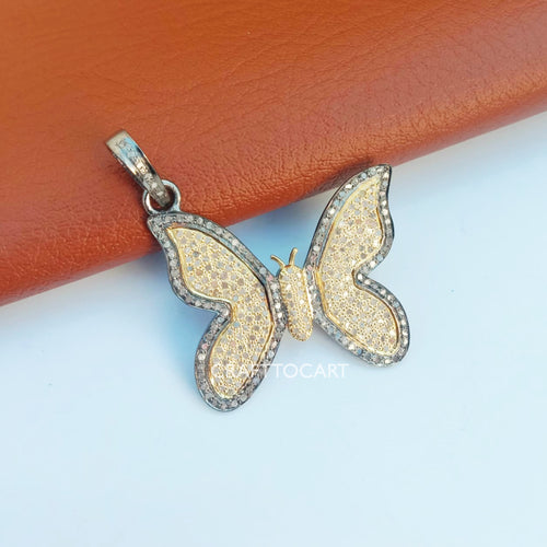 Pave Diamond Butterfly Pendant, Pave Diamond Jewelry - CraftToCart