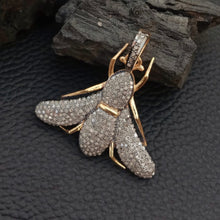 Load image into Gallery viewer, Pave Diamond Two Tone Jumping fly Pendant, Wasp Pendant, Insect Pendant - CraftToCart
