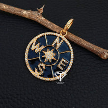 Load image into Gallery viewer, Pave Diamond Enamel Compass Pendant, Pave Diamond Jewelry - CraftToCart
