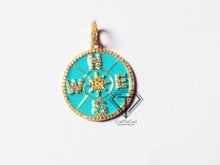 Load image into Gallery viewer, Pave Diamond Enamel Compass Pendant, Pave Diamond Jewelry - CraftToCart
