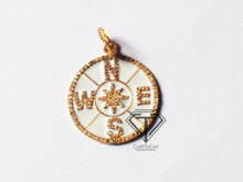 Load image into Gallery viewer, Pave Diamond Enamel Compass Pendant, Pave Diamond Jewelry - CraftToCart
