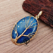 Load image into Gallery viewer, Natural Lapis Necklace Jewelry, Cabochon Tree Pendant, Handmade Jewelry - CraftToCart
