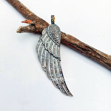 Load image into Gallery viewer, Pave Diamond Wing Pendant, 925 Sterling Silver - CraftToCart
