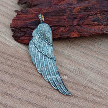 Load image into Gallery viewer, Pave Diamond Wing Pendant, 925 Sterling Silver - CraftToCart
