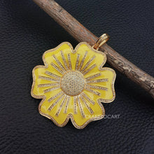 Load image into Gallery viewer, Pave Diamond Enamel Sunflower Pendant, Diamond Pendant Jewelry - CraftToCart
