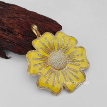 Load image into Gallery viewer, Pave Diamond Enamel Sunflower Pendant, Diamond Pendant Jewelry - CraftToCart
