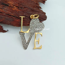 Load image into Gallery viewer, Love Pendant, I Love You Pendant, Heart Pendant, Handmade Pendant, Pave Diamond Jewelry Findings, Valentine Gift - CraftToCart
