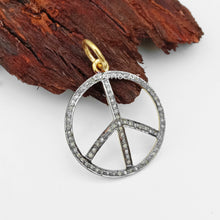 Load image into Gallery viewer, Pave Peace Charm Pendant, Pave Diamond Pendants, Pave Diamond Jewelry - CraftToCart
