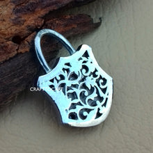 Load image into Gallery viewer, Pave Diamond Pad Lock Pendant, 925 Sterling Silver, Handmade Jewelry - CraftToCart
