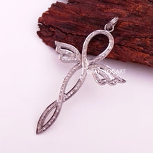 Load image into Gallery viewer, Pave Diamond Angel Pendant, 925 Sterling Silver, Handmade Jewelry - CraftToCart
