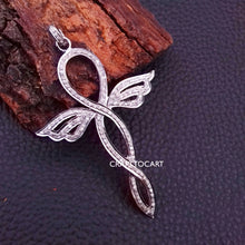 Load image into Gallery viewer, Pave Diamond Angel Pendant, 925 Sterling Silver, Handmade Jewelry - CraftToCart
