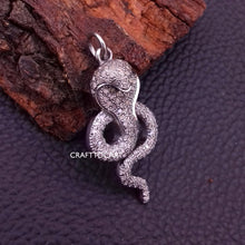 Load image into Gallery viewer, Pave Diamond Cobra Snake Charm Pendant - CraftToCart
