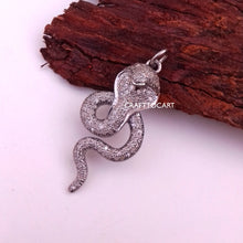 Load image into Gallery viewer, Pave Diamond Cobra Snake Charm Pendant - CraftToCart
