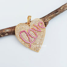 Load image into Gallery viewer, Pave Diamond Heart Pendant, Natural Pink Sapphire Love Heart Pendant - CraftToCart
