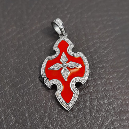 Pave Diamond Enamel Pendant - CraftToCart