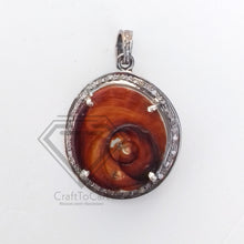 Load image into Gallery viewer, Pave Diamond Seashell Pendant, Pave Findings, Sterling Silver Pendant - CraftToCart
