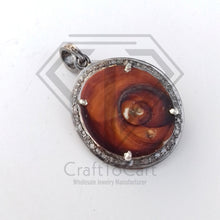 Load image into Gallery viewer, Pave Diamond Seashell Pendant, Pave Findings, Sterling Silver Pendant - CraftToCart
