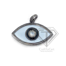 Load image into Gallery viewer, Pave Diamond Enamel Evil Eye Pendant, 925 Sterling Silver, Pave Diamond Pendant - CraftToCart
