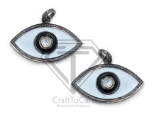 Load image into Gallery viewer, Pave Diamond Enamel Evil Eye Pendant, 925 Sterling Silver, Pave Diamond Pendant - CraftToCart
