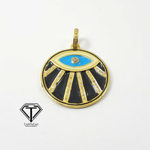 Load image into Gallery viewer, Pave Diamond Evil Eye Enamel Disc Pendant
