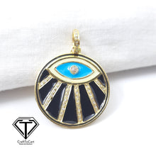 Load image into Gallery viewer, Pave Diamond Evil Eye Enamel Disc Pendant
