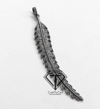 Load image into Gallery viewer, Pave Diamond Feather Charm Pendant - CraftToCart
