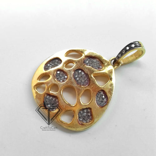 Two Tone Pave Diamond Pendant - CraftToCart