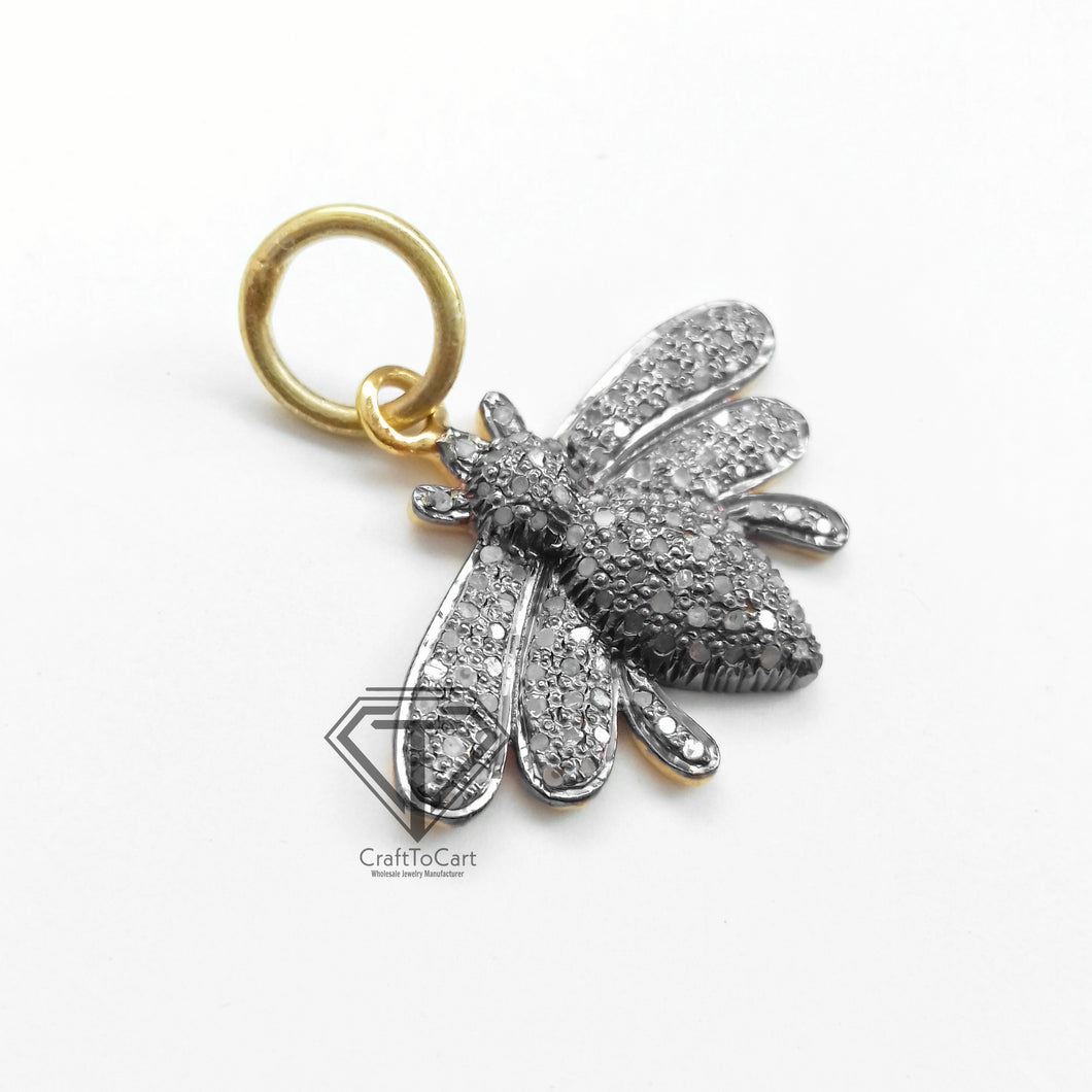 Pave Diamond Two Tone Bug Pendant - CraftToCart