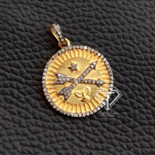 Load image into Gallery viewer, Pave Diamond Round Arrow Pendant, Pave Compass Pendant - CraftToCart
