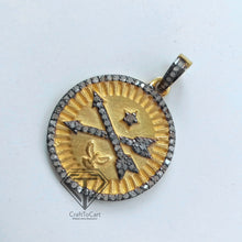 Load image into Gallery viewer, Pave Diamond Round Arrow Pendant, Pave Compass Pendant - CraftToCart
