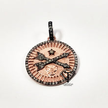 Load image into Gallery viewer, Pave Diamond Round Arrow Pendant, Pave Compass Pendant - CraftToCart
