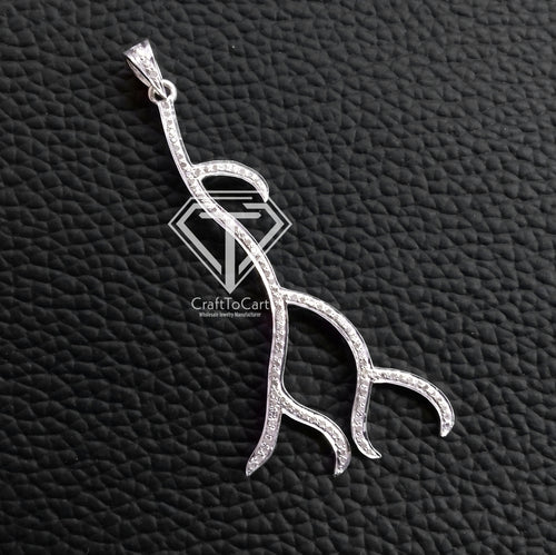 Antler Charm Pendant, Pave Diamond Pendant - CraftToCart