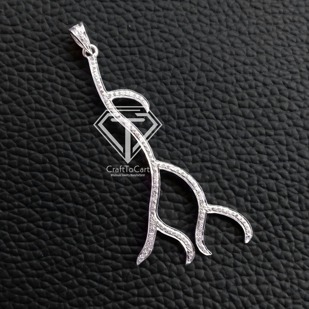 Antler Charm Pendant, Pave Diamond Pendant - CraftToCart