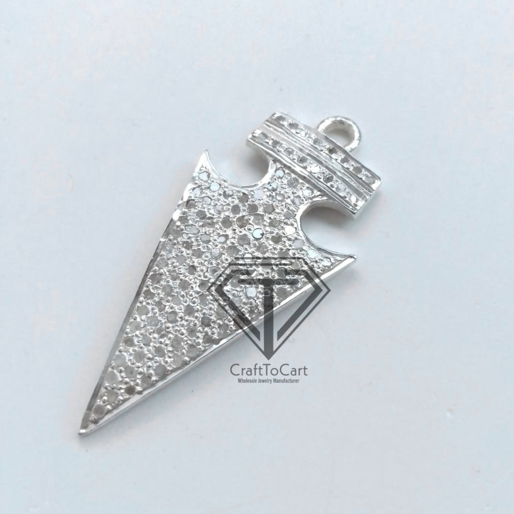 Pave Diamond Arrow Charm Pendant - CraftToCart