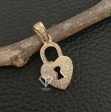 Load image into Gallery viewer, Pave Diamond Heart Lock Charm Pendant - CraftToCart
