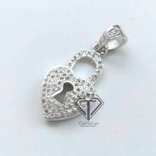 Load image into Gallery viewer, Pave Diamond Heart Lock Charm Pendant - CraftToCart
